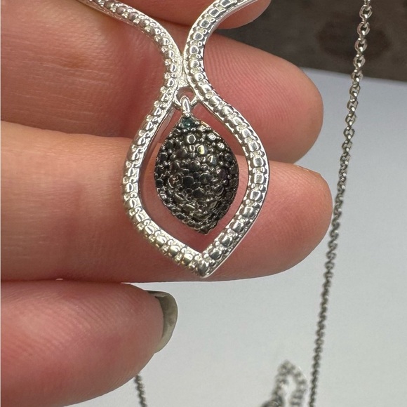 Karis Blue Diamond (IR) Accent Necklace in Platinum Bond and Stainless Steel - Picture 4 of 4